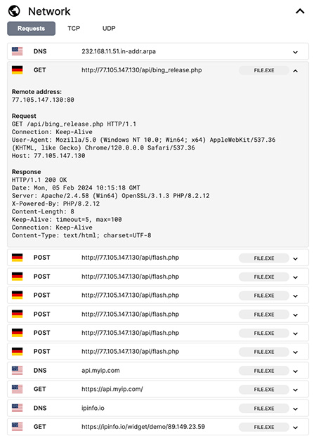 Open directory on a PrivateLoader C2 server