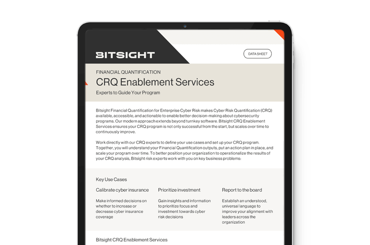 BitSight CRQ Enablement Services Data sheet cover