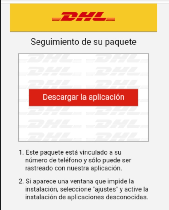 malicious DHL message