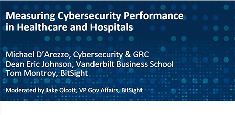 Measuring Healthcare and Hospital Cybersecurity Performance Webinar Title Slide