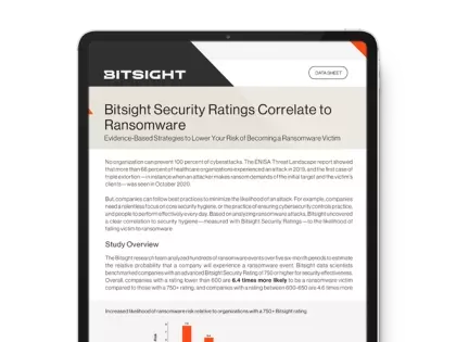 Bitsight security ratings correlate to ransomware data sheet