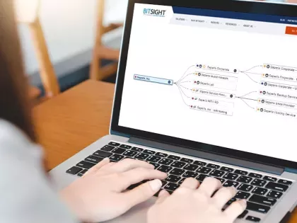 BitSight Ratings Tree, person working on laptop utilizing the ratings tree